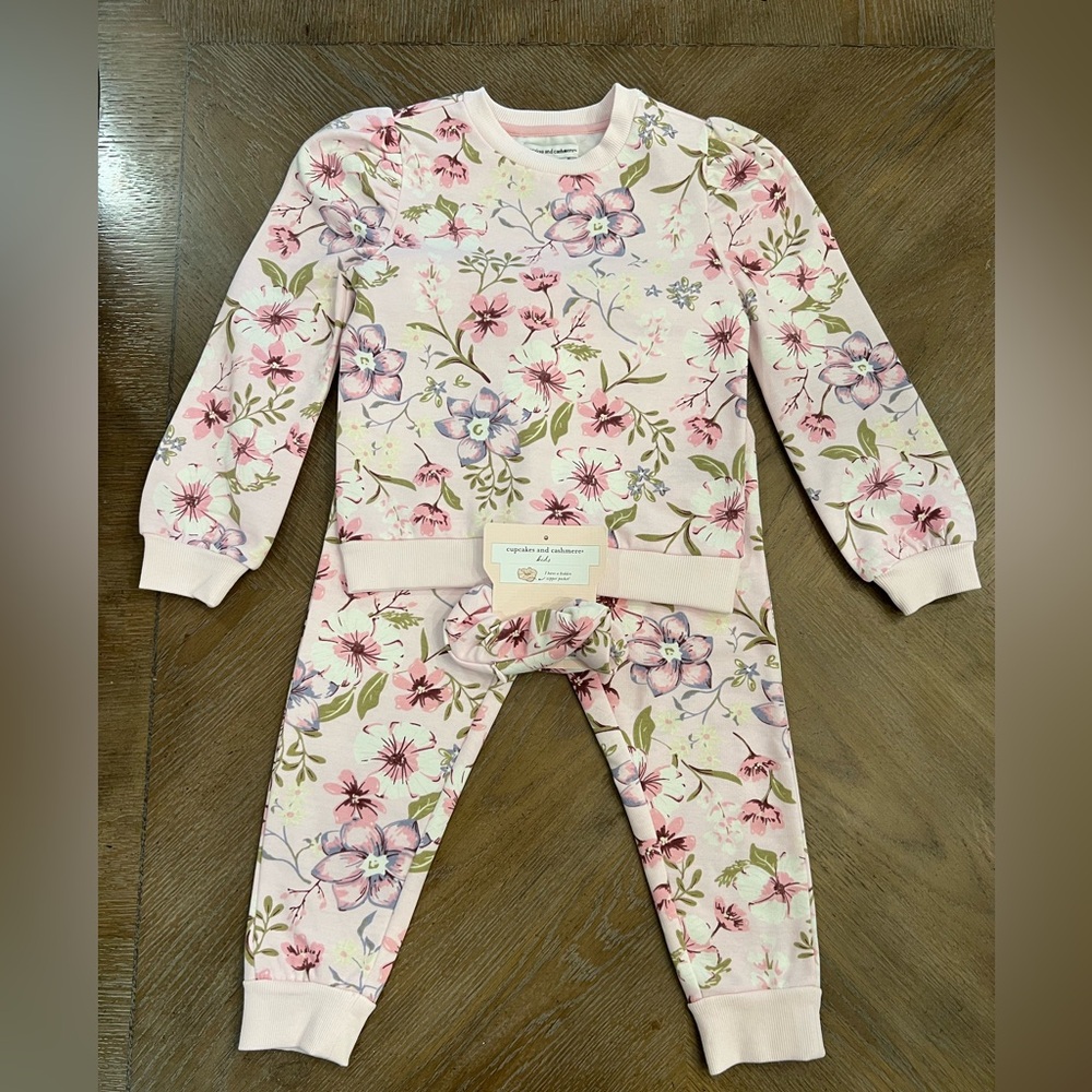 Cupcakes and Cashmere Floral Sweatshirt and Sweatpants outfit. Size 4.